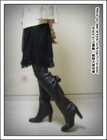 《敗家》花猴控之Grace gift甜美緞帶可反折膝上靴