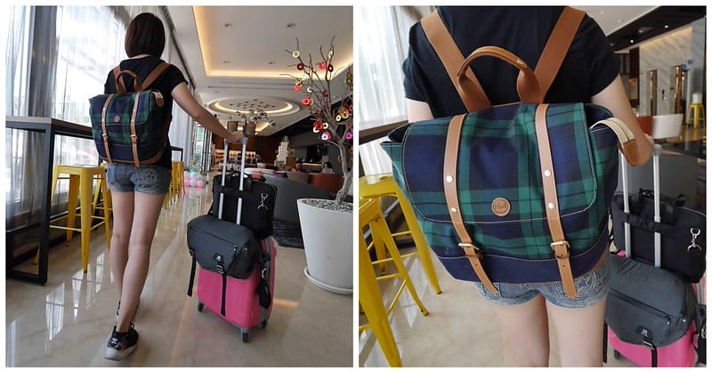 Muni經典格紋率性後背包