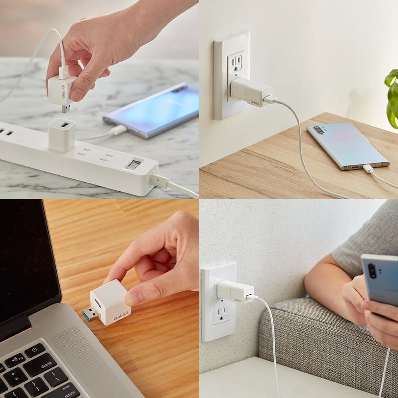 手機備份神器｜Qubii Android 備份豆腐*1 + Apacer UHS-1 128GB記憶卡*1+hoco輕量2.4A急速雙孔快充頭白色*1