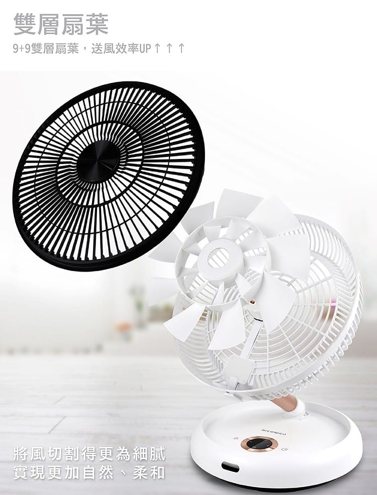【NICONICO】12吋美型DC摺疊遙控循環扇(NI-DC1012)