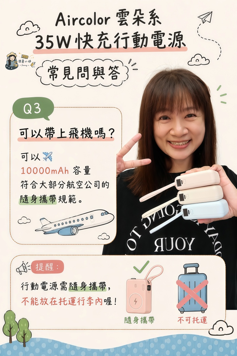 Aircolor 雲朵系35W快充行動電源開箱｜出國旅行必備！Qi2磁吸、自帶AC插頭、10000mAh全能充